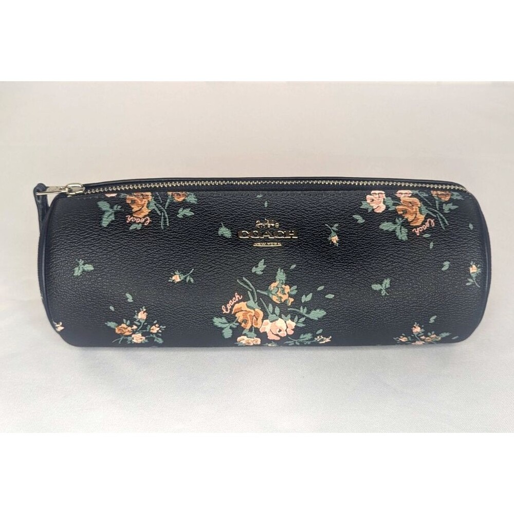 Rare Coach Black Rose Midnight Multi Bouquet Makeup Brush/Pencil Pouch NWT - Picture 2 of 6